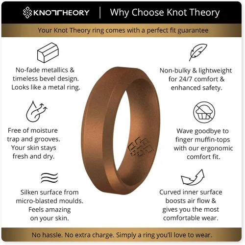 Miniatura 47 de Knot Theory - Anillo de boda de silicón para hombres y mujeres Anillos de goma finos de calidad superior con gran estilo, comodidad; son ideales