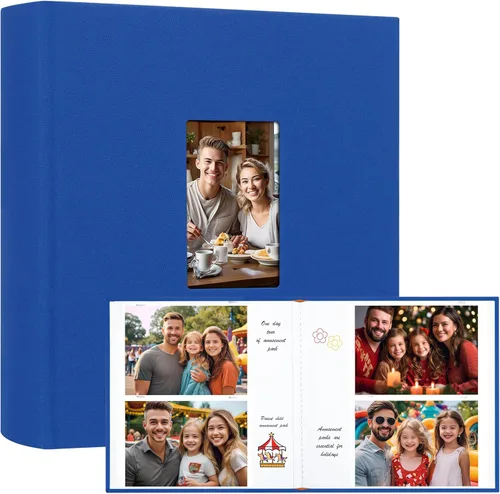 Miniatura 18 de Álbum de fotos de 600 bolsillos 4x6 con espacio para escribir, álbum de fotos de gran capacidad 4x6 que contiene 600 fotos horizontales y Beige