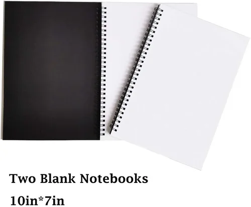Miniatura 2 de Twinkle Cuadernos en espiral, cuadernos en blanco, papel grueso, 60 hojas, 10 x 7 pulgadas, paquete de 2 (negro, blanco)