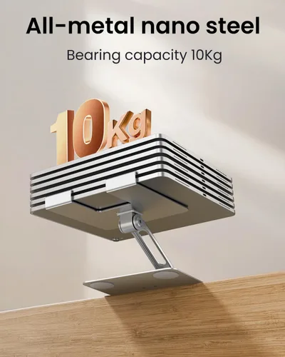 Miniatura 5 de TIGRIS - Soporte para tableta giratorio de 360°, ajustable y plegable, soporte para tableta súper resistente, súper estable y portátil para oficina