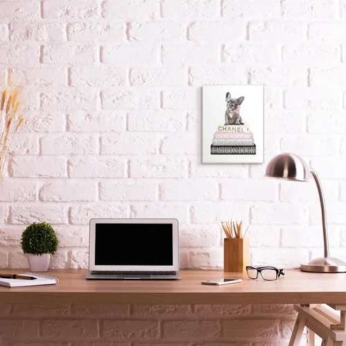 Miniatura 3 de Stupell Industries Amanda Greenwood "French Bulldog Pink Fashion Books", arte de placa de pared, 10 x 15 pulgadas, fácil de colgar y resistente