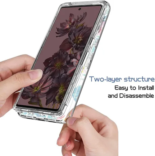 Miniatura 4 de Funda para Pixel 7 Pro/Google 7 Pro, funda protectora de TPU transparente floral a prueba de golpes para Google Pixel 7 Pro (flores y hojas)