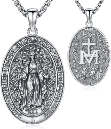Miniatura 218 de Odinstone Collar de plata de ley 925 con medalla de San Miguel/San Cristóbal/San Benito/Crucifijo de Jesús/San Uriel/Arcángel Rafael para hombres