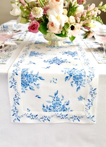 Miniatura 12 de Solino Home Camino de mesa con estampado floral rosa de 36 pulgadas, camino de mesa de lino 100% puro de 14 x 36 pulgadas para primavera, verano