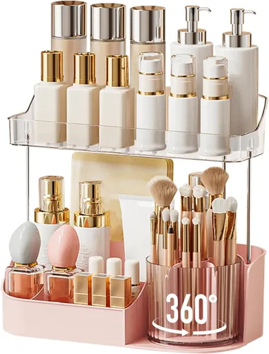 Miniatura 11 de DASITON Organizador de Maquillaje de Gran Capacidad con Soporte Giratorio de 360° para Brochas de Maquillaje, Organizadores de Almacenamiento