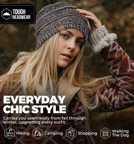 Miniatura 47 de Gorro de punto para mujer, cálido y suave, elástico, para clima frío de Tough Headwear