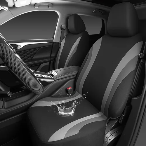 Miniatura 10 de Car Pass - Fundas de asiento delanteros deportivas Line Rider, fundas para asientos de auto grises solo para dos asientos delanteros, compatibles