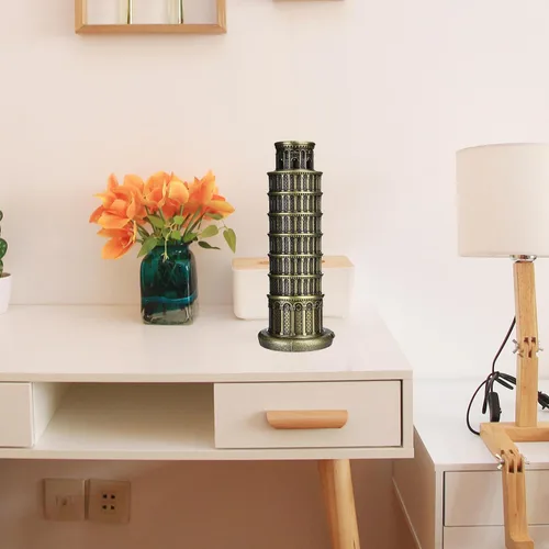 Miniatura 7 de Cutbar Torre de Pisa inclinada de 6 pulgadas, modelo de arquitectura, figuras retro famosas de Italia para decoración de escritorio del hogar