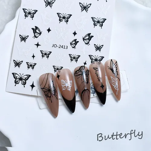 Miniatura 4 de Calcomanías de arte de uñas de mariposas, diseños de calcomanías autoadhesivas de mariposa 3D, calcomanías de transferencia de uñas de mariposa
