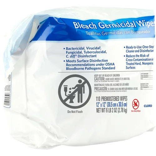 Miniatura 8 de Clorox Healthcare Toallitas Germicidas con Lejía, 12" x 12", Recarga para Cubo, Bolsa de 110 Unidades (El Paquete Puede Variar)