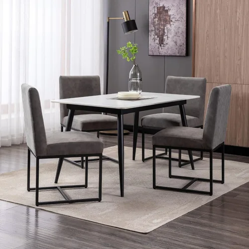 Miniatura 32 de BESTANO Sillas De Comedor - Juego de 2 sillas de comedor modernas negras tapizadas de piel sintética para cocina y comedor con marco de metal negro