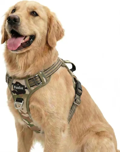 Miniatura 15 de Funfox Arnés para perro sin tirones, arnés de chaleco ajustable para mascotas, material súper suave con mango vertical, fácil control, paseo