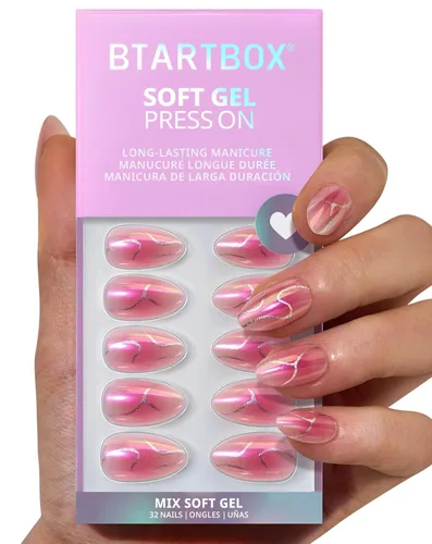 Miniatura 9 de BTArtbox Uñas Postizas Blancas Cortas a Presión - Uñas Postizas de Gel Suave en Forma de Almendra, Uñas Blancas con Pegamento para Uñas, Uñas