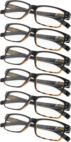 Miniatura 14 de Gafas de lectura, paquete de 5 bisagras de resorte para mujeres y hombres, incluye 3 negras 2 tortugas +0.00