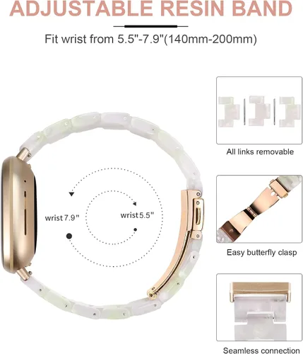 Miniatura 3 de Wearlizer Correa de resina compatible con bandas Fitbit Sense/Versa 3 Bands/Sense 2 Bands/Versa 4 bandas para mujeres y hombres, linda correa