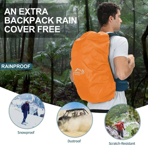 Miniatura 6 de IX INOXTO Mochila de Senderismo, Mochila de Día de Senderismo Impermeable con Vejiga de Agua de 3L y Cubierta para la Lluvia, Mochila Ligera de Azul