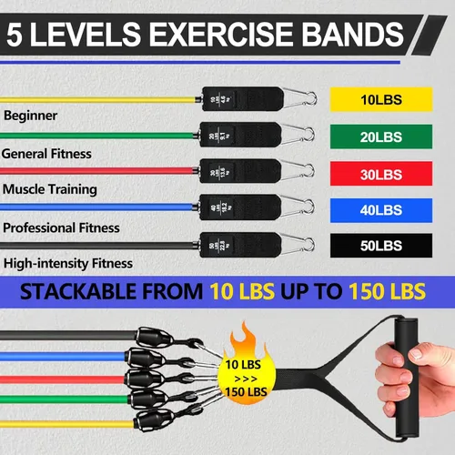 Miniatura 2 de Resistance Bands,Exercise Bands,Resistance Bands for Working Out with Handles for Men and Women,Workout Bands with Door Anchor and Ankle,Strength