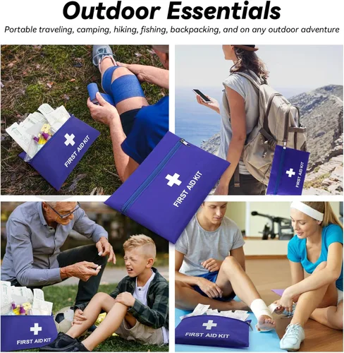 Miniatura 3 de Faylapa 6 mini bolsas vacías de primeros auxilios, mini bolsa vacía de viaje para botiquín de primeros auxilios para viajes, hogar, oficina, Azul