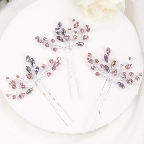 Miniatura 4 de Kercisbeauty Horquillas para el cabello de boda, accesorios de cristal para el cabello para mujeres y niñas, pinzas para el pelo de novia, vestido