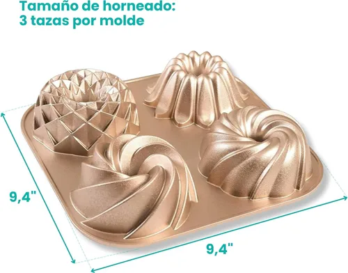 Miniatura 2 de Baker's Secret Molde estriado antiadherente para pasteles, moldes de aluminio fundido resistente para hornear pasteles, 2 capas de revestimiento