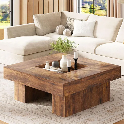 Miniatura 10 de LVB - Mesa de café negra, mesa de sala moderna de madera con LED y almacenamiento, mesa central única de gran tamaño y forma rectangular con luz