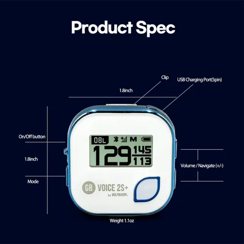 Miniatura 7 de GOLFBUDDY Voice 2S+ Telémetro GPS parlante, navegación con clip en el sombrero de golf, modo pendiente encendido/apagado, 18 horas de duración