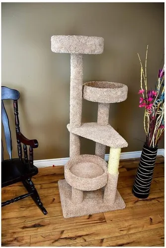 Miniatura 2 de HomeStock Cat Tower - Árbol para gatos grande con varios niveles con postes rascadores, muebles para gatos de interior, color beige