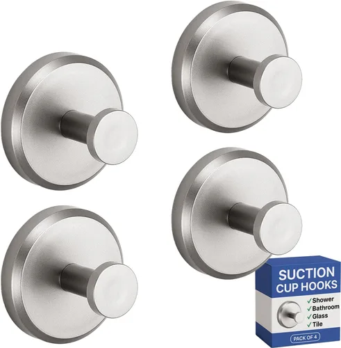 Miniatura 10 de HOME SO Ganchos con ventosa para toallas de ducha y baño, paquete de 2 – Ganchos de ventosa para colgar toallas, batas y abrigos – azulejos, puerta