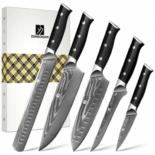 Miniatura 12 de Juego de cuchillos, juego de cuchillos de cocina de 15 piezas con bloque y afilador, acero inoxidable de alto carbono 50Cr15Mov, cuchillos