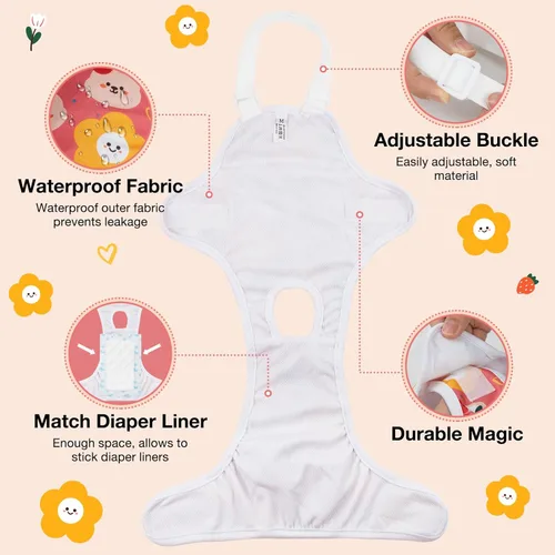 Miniatura 5 de MICOOYO Pañal Enterizo para Perro, Braguita Sanitaria con Tirantes Ajustables, Pañales Lavables para Período de Perro, Ropa Interior para Mascotas