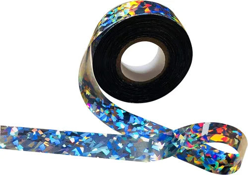 Cinta reflectante Silver Bird Scaring, cinta holográfica, ideal para jardín, patio, campo y valla, 1 pulgada x 500 pies (plateado)