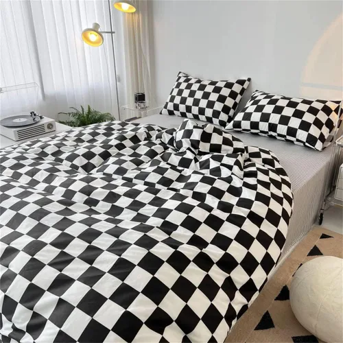 Miniatura 2 de Wellboo Juegos de Edredones a Cuadros Negros y Blancos Queen para Mujeres y Hombres Ropa de Cama de Cuadrícula de Tablero de Ajedrez Blanco y Negro