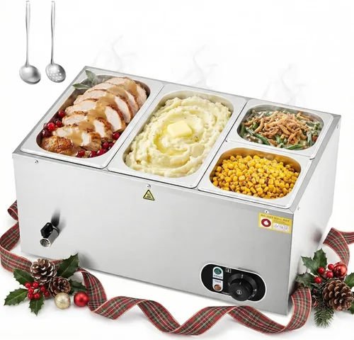 Miniatura 12 de WILPREP Calentador de alimentos comercial, calentador eléctrico de 1500 W para mostrador con control de temperatura ajustable de 86-185 °F