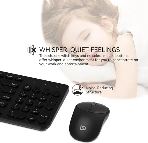 Miniatura 6 de FD iK6630 - Combo de teclado y mouse inalámbricos, 2.4 GHz, lindo juego de teclas redondas inalámbricas, ahorro de energía, silencioso y delgado
