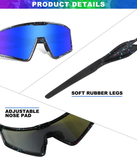 Miniatura 6 de Xiyalai Gafas de sol para ciclismo para hombres y mujeres, lentes de sol deportivos con protección UV para correr, lentes de sol para béisbol