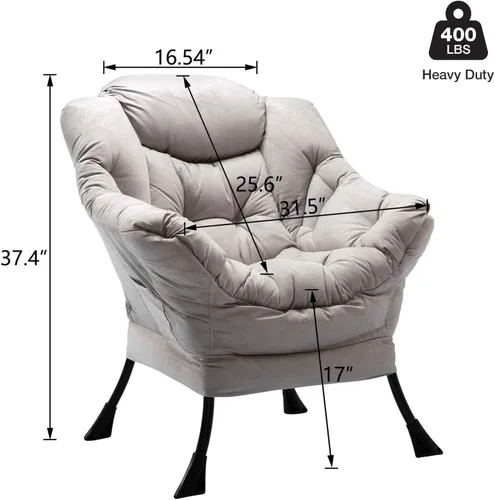 Miniatura 3 de HollyHOME - Silla perezosa con reposabrazos y bolsillo lateral, cómoda silla de sala de acento, sillón de sofá de ocio para sala de estar, recámara