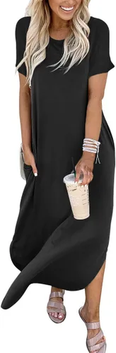 Miniatura 5 de ANRABESS - Vestido largo de playa de verano con bolsillos, suelto, informal, de manga corta, para mujer