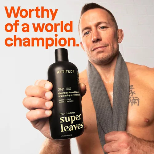 Miniatura 2 de ATTITUDE Champú y acondicionador 2 en 1 para hombres, voluminizador para cabello fino, con romero y proteína de arroz, 97% ingredientes de origen