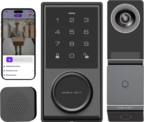 Miniatura 11 de Timbre de video inalámbrico con juego de cerradura inteligente, incluye timbre, cámaras duales, 5MP 3K QHD, pantalla de 2 pulgadas y eMMC de 32 GB