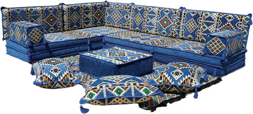 Miniatura 26 de arabicsofa Juego de sofás árabes tradicionales en forma de L - Sofás seccionales marroquíes - Asientos Majlis orientales para sala de estar