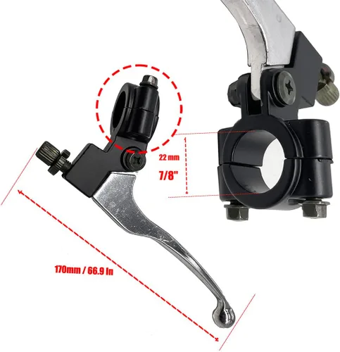 Miniatura 4 de Palanca de Freno de 22mm para Mano Izquierda con Cable de Freno Trasero Compatible con Coleman CT200U, CT200U-EX y BT200X para Mini Motos de 98cc
