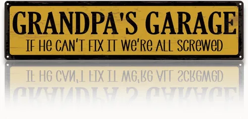 Miniatura 30 de Metal Fathers Day Gift, Retro Metal Tin Sign, Man Cave Decor, Papa's Garage, If He Can't Fix It We're Screwed, Garage Workshop Decor, Gift for Papa