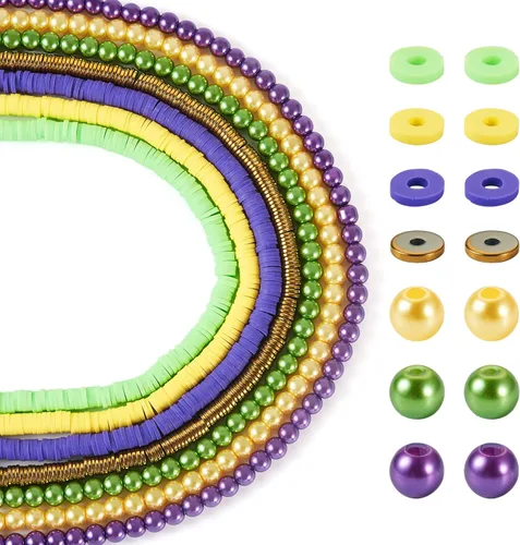 Miniatura 10 de Cuentas Heishi de disco redondo plano de 0.236 pulgadas (0.236 in), cuentas espaciadoras sueltas de arcilla polimérica para pulseras de la amistad