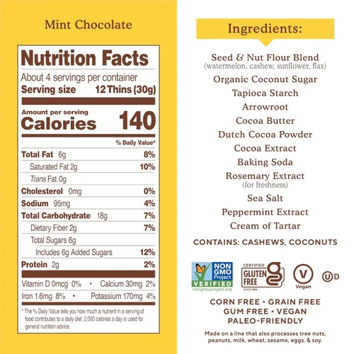 Miniatura 2 de Simple Mills Sweet Thins Cookies, harina de semillas y nueces, chocolate de menta, sin gluten, apto para paleo, aperitivos saludables, 4.25 onzas
