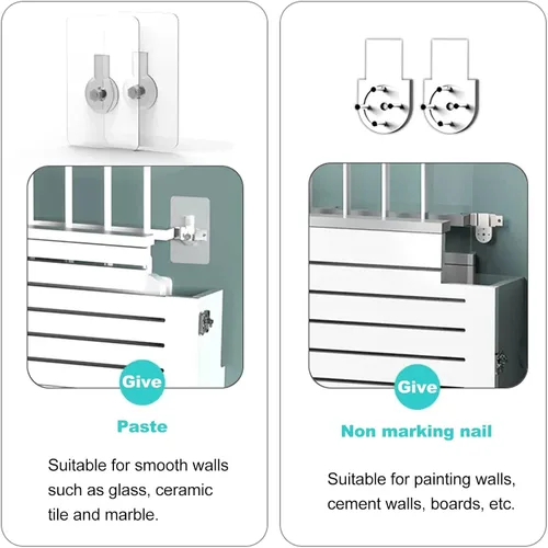 Miniatura 6 de Caja de oclusión de enchufe de fila inferior para TV, estante inalámbrico WiFi, caja de almacenamiento para enrutador montado en la pared, caja