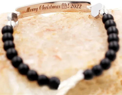 Miniatura 3 de Pulsera unisex hecha a mano con nombre cuentas de ónix negro mate pulsera trenzada personalizada para hombres mujeres mejores amigos regalo