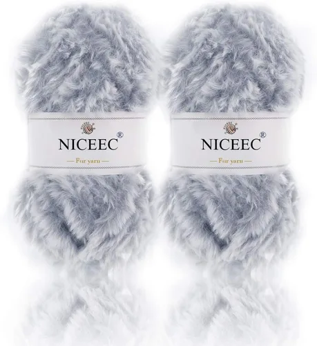 Miniatura 118 de NICEEC Hilo de Pelo Sintético Super Suave, Grueso y Esponjoso, Hilo de Pestañas para Crochet y Tejido (Longitud Total 192m/9.1kg) - Otoño/300g