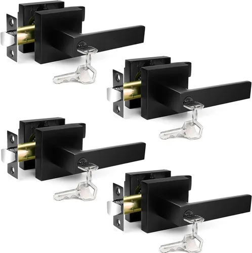 Miniatura 23 de Manijas de Puerta para Interiores, Pomos de Puerta Interiores, Manija de Puerta Negra con Palanca Reversible, Juegos de Cerraduras de Puerta