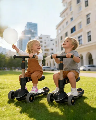 Miniatura 9 de 2-in-1 Toddler Scooter with Seat, First Scooter for Kids Ages 2–5, Sit-to-Stand Training Scooter, 3 Wheel Lean-to-Steer, Adjustable Handlebars