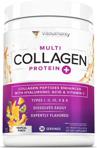 Miniatura 16 de Proteína de colágeno múltiple + creatina 0.18 oz de monohidrato de creatina con colágeno tipos I, II, III, V y X Apoyo para el cabello, la piel